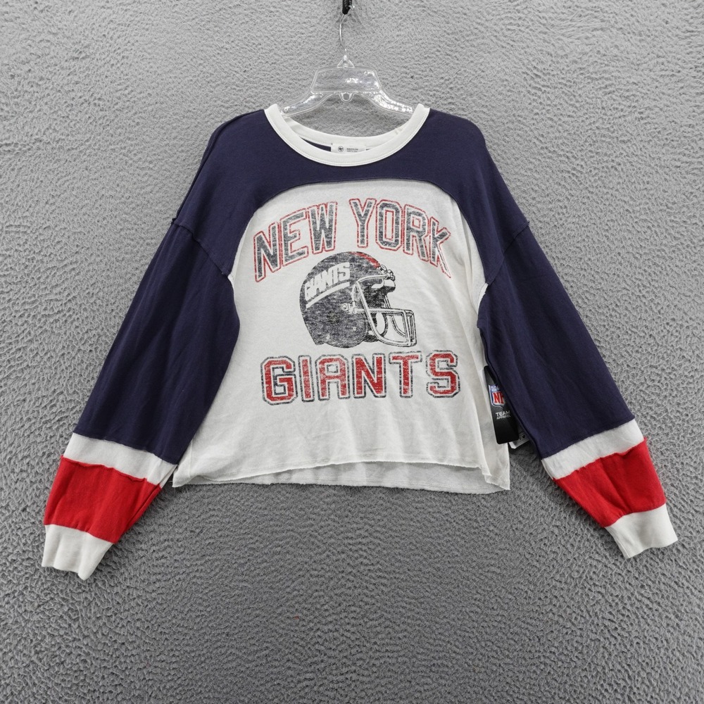 47 Brand New York Giants Womens Medium Long Sleeve Cropped T-Shirt NFL Sandstone